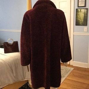 Michael Kors WINE colored faux shearling coat!